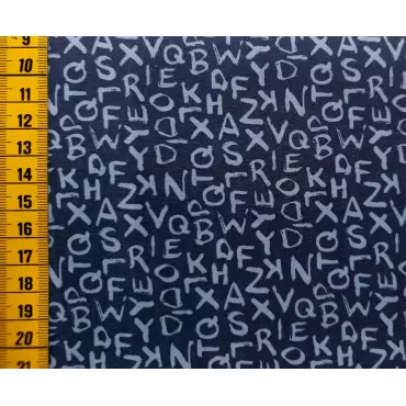 Reststück Beschichtete Baumwolle "Buchstaben blau" 50 x 70cm Fr. 6.50