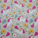 Beschichtete Baumwolle "Einhorn grau"