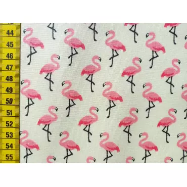 Beschichtete Baumwolle "Flamingo creme/rosa"