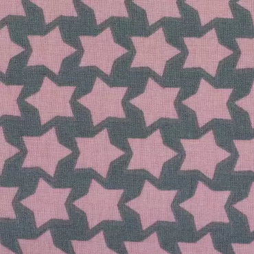 Beschichtete Baumwolle "Staaars grau/rosa"