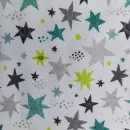 Beschichtete Baumwolle "Sterne weiss/grün"