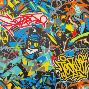 Beschichtete Baumwolle "Streetart bunt"