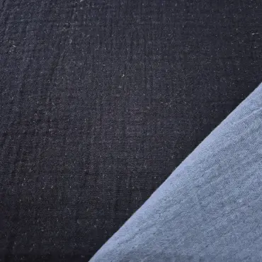 Musselin Stoff "Zweifarbig dunkelblau/hellblau"