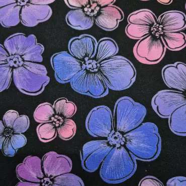 French Terry "Blumenmeer schwarz"