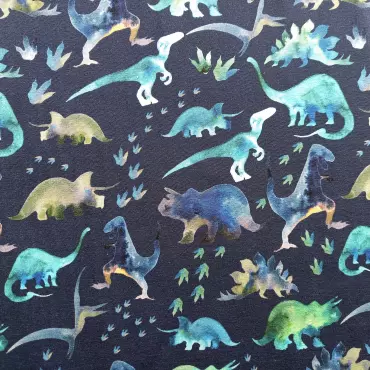 Bio-Jerseystoff "Dinos dunkelblau"