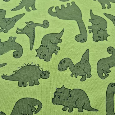 Jersey Stoff "Dinos oliv"