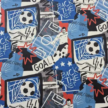 Jersey Stoff "Fussball blau"