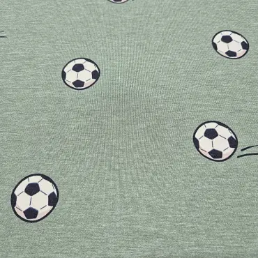 Jersey Stoff "Fussball grün meliert"