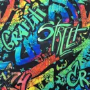 Jersey Stoff "Graffiti schwarz/bunt"