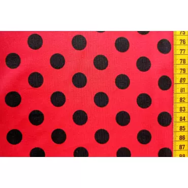 Jerseystoff "Grosse Punkte rot/schwarz 16mm"