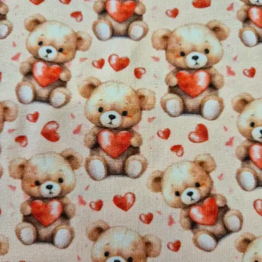 Jersey Stoff "Herzen-Teddy beige"