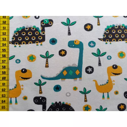 Jerseystoff "Reihen-Dinos hellbeige"