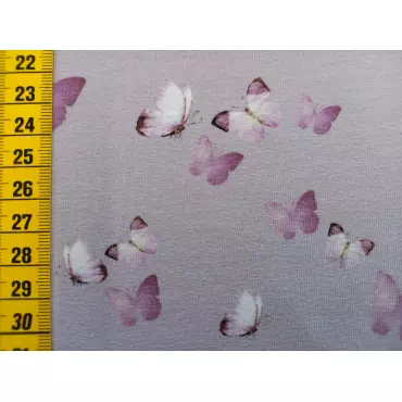 Reststück Jerseystoff "Schmetterlinge helllila" 45cm Fr. 10.-