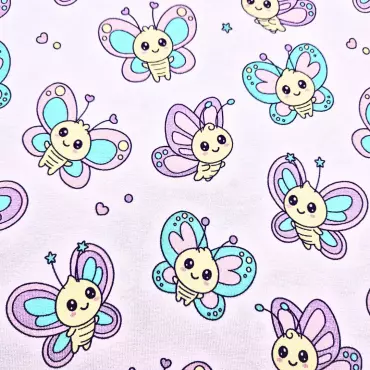 Jersey Stoff "Schmetterling rosa"