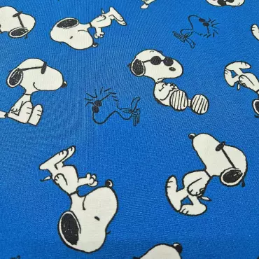 Jersey Stoff "Snoopy blau"