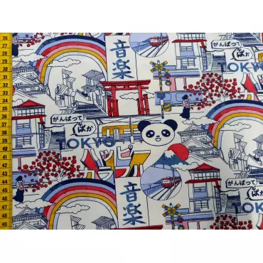 Jerseystoff "Tokyo Panda weiss/farbig"