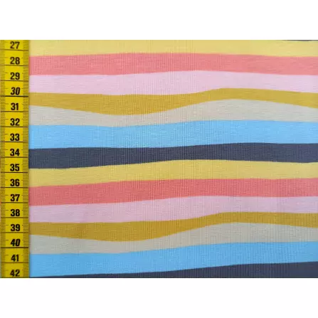 Jerseystoff "Wellen-Streifen apricot/gelb"