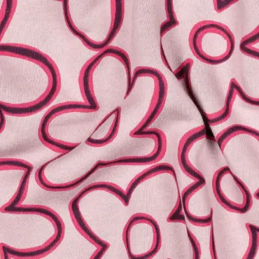 Sweat Stoff "Blumen rosa"