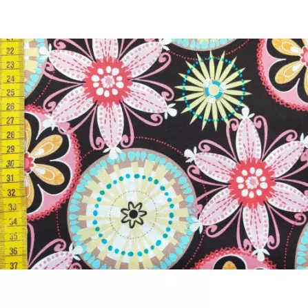 Baumwollstoff "Carnival Bloom braun"