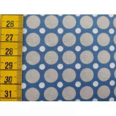 Reststück Baumwollstoff "Punkt blau/beige" 62cm Fr. 10.-