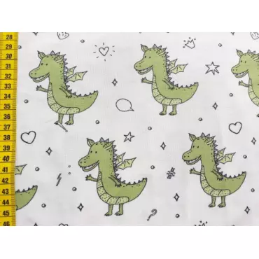 Reststück Jerseystoff "Drache weiss" 50cm Fr. 9.-